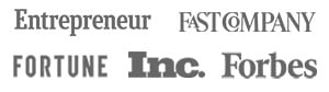 Entrepreneur, Fast Company, Fortune, Inc., and Forbes logos